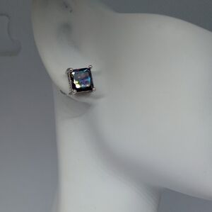 Mystic Topaz Princess Cut Stud Earrings 7 mm Gift Holiday Festive Birthday